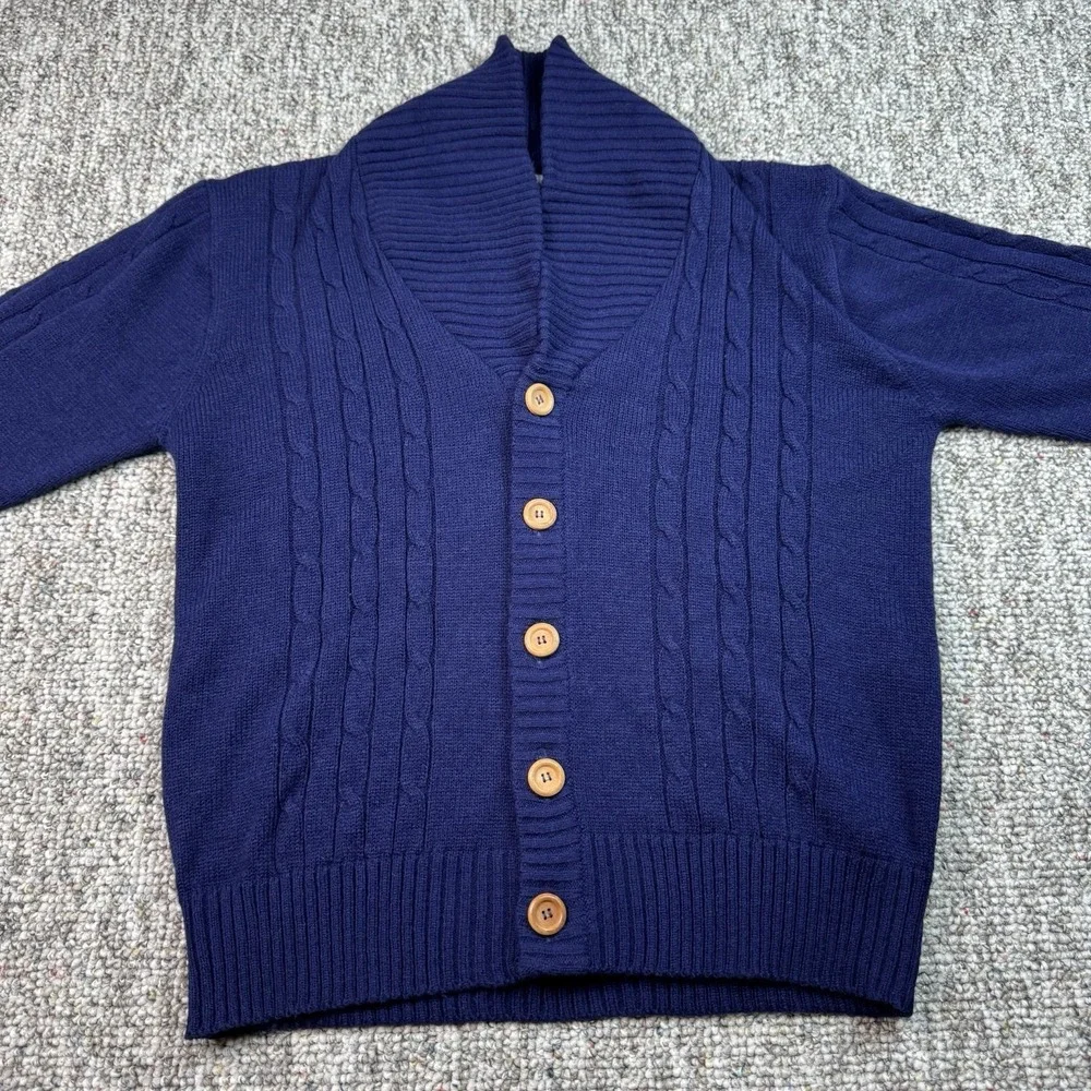 Vintage McGregor Sweater Mens Medium Knit Cardigan 80s 90s Grandpa Preppy Blue
